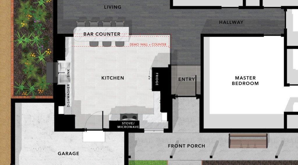 New floor plan showing open concept