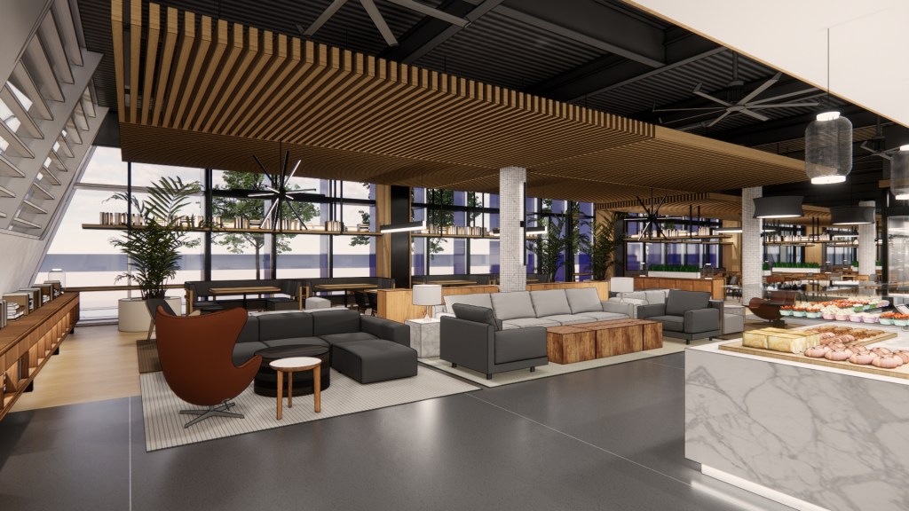 Rendering of café bar and lounge